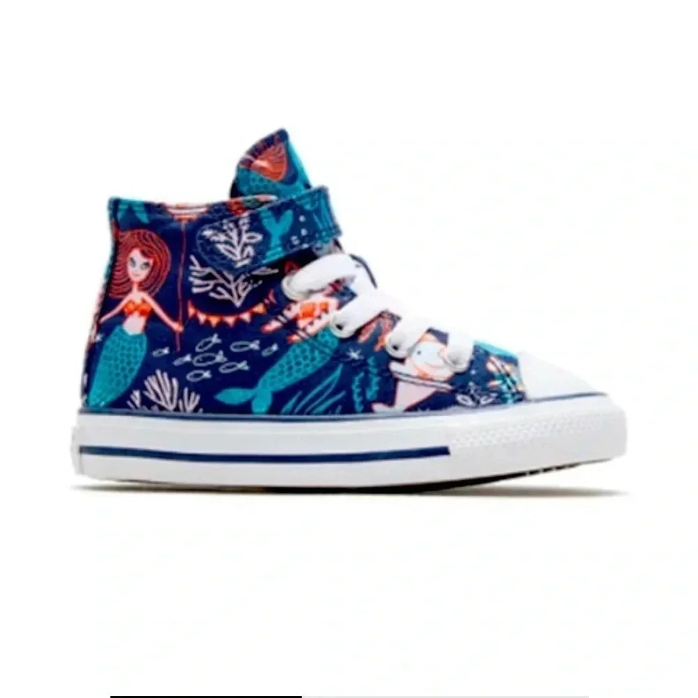 Girls Converse All Star Chuck Taylor High Top Mermaid Shoes  size 4 todd…