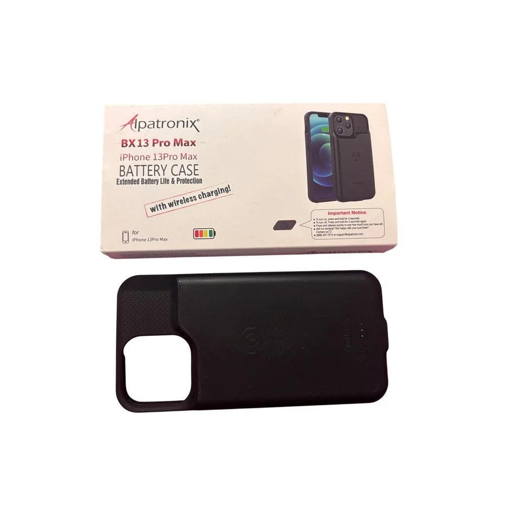 Alpatronix iPhone 13 Pro Max Battery Case BX13 Pro‎ Max Black Wireless Charging