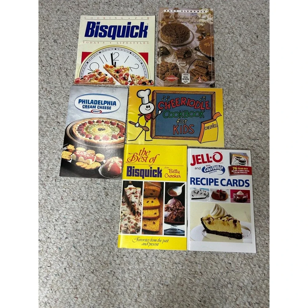 Vintage Cookbook Lot Bisquick Jell-O Cheerios Philadelphia‎ Cream Cheese