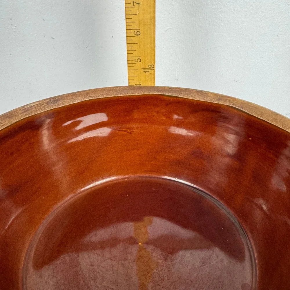 Vtg Mar-Crest Daisy Dot Brown Drip Glaze Covered Stoneware‎ Casserole Dish