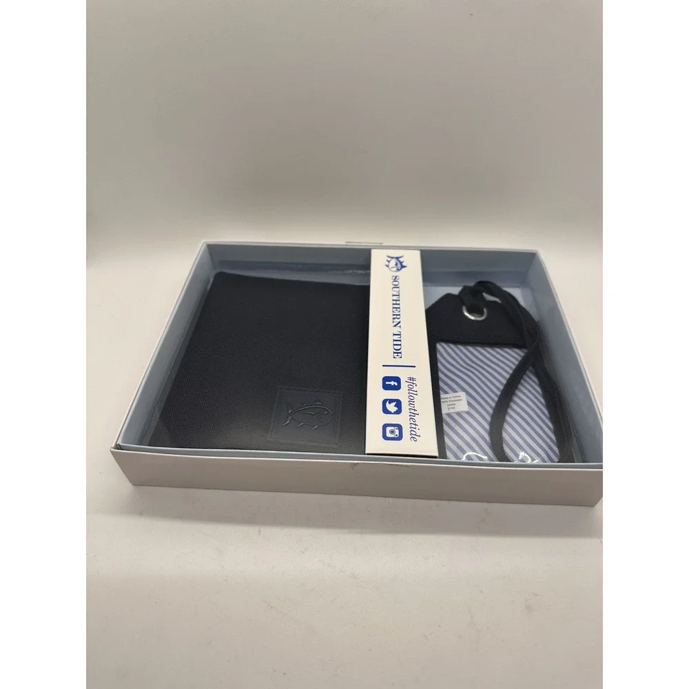 Southern‎ Tide Passport Holder & Luggage Tag Set Navy Blue Stripe Gift Box