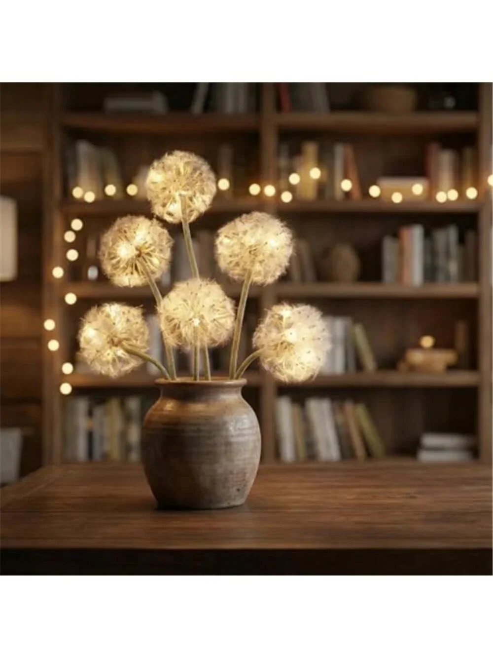 Artificial Dandelion Flowers with LED Lights with Timer Faux Dandelion Flowers