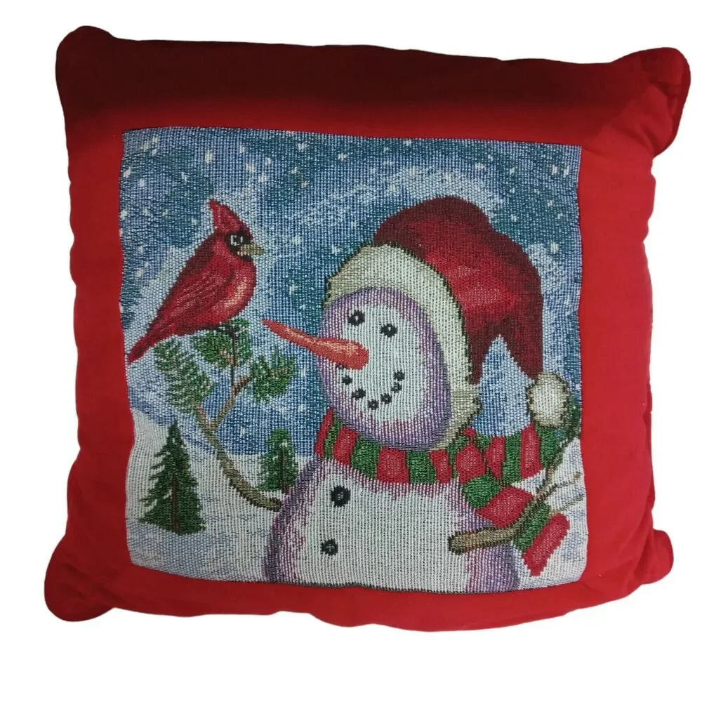 Christmas pillow vintage snowman