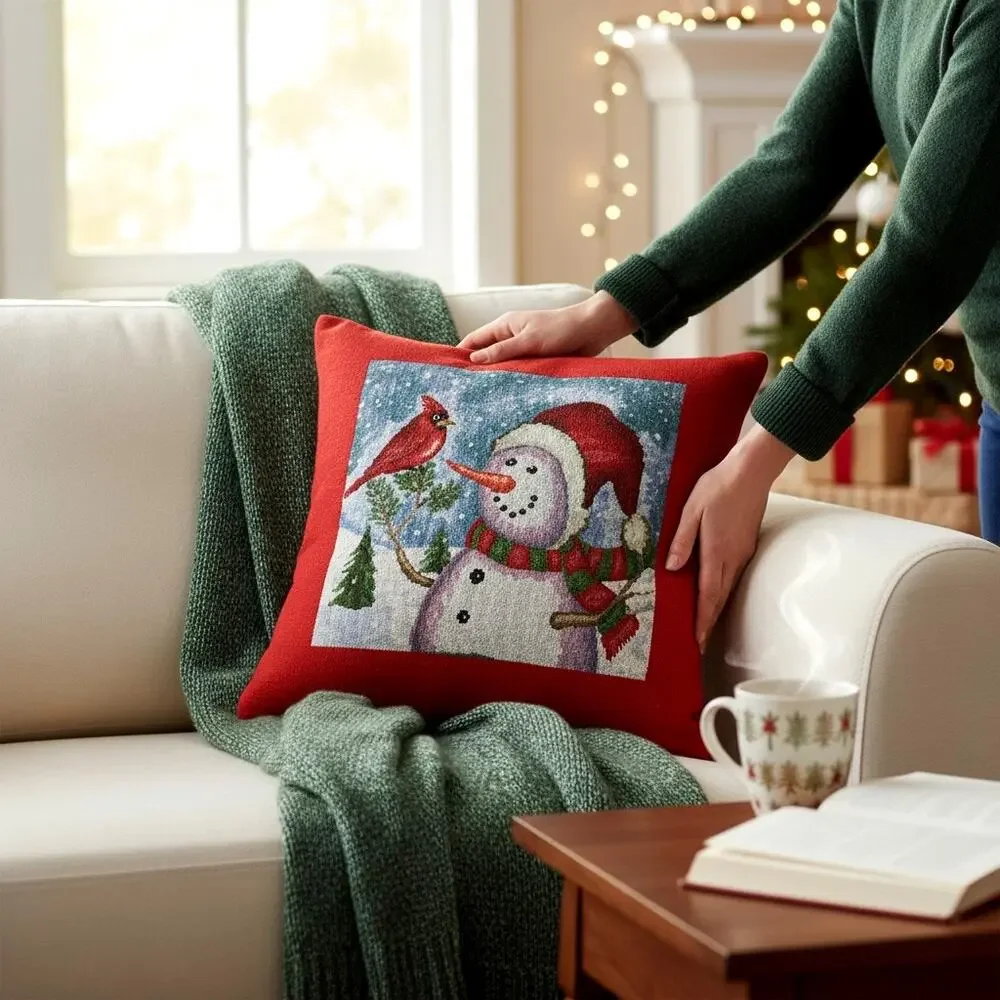 Christmas pillow vintage snowman