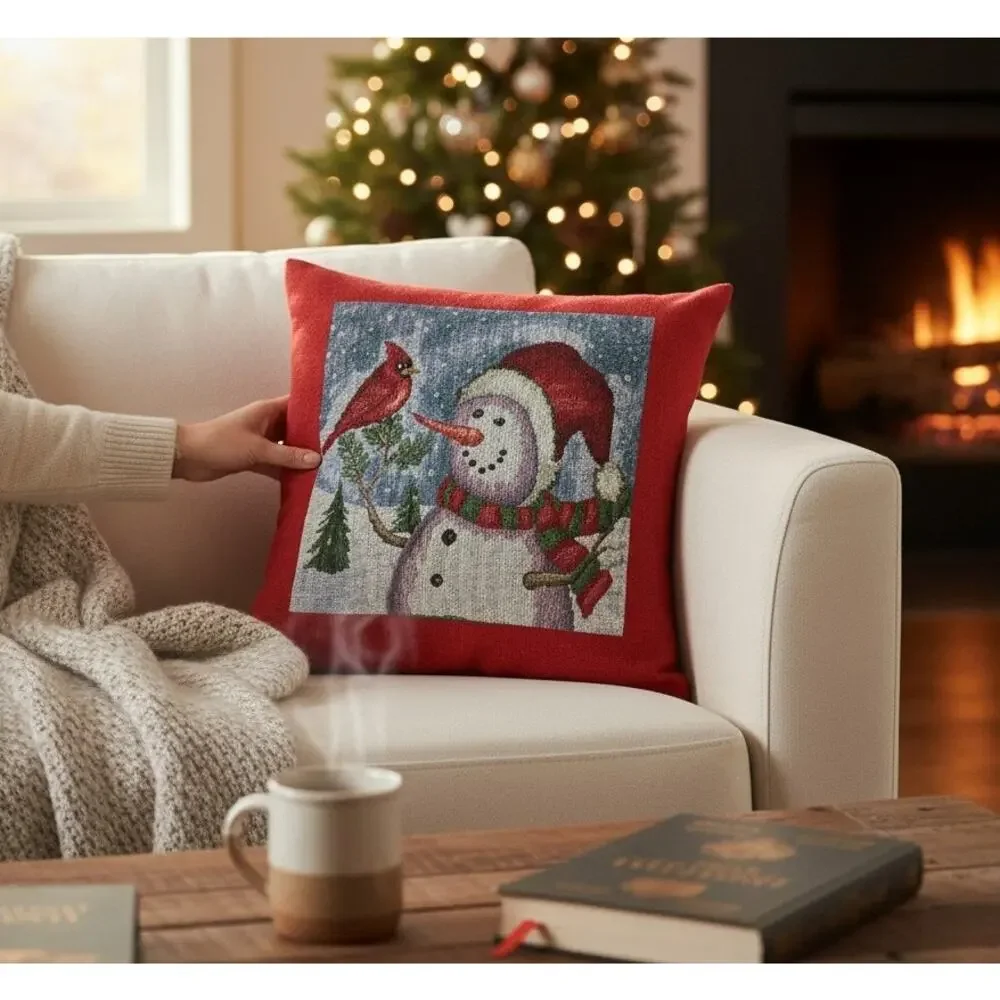 Christmas pillow vintage snowman