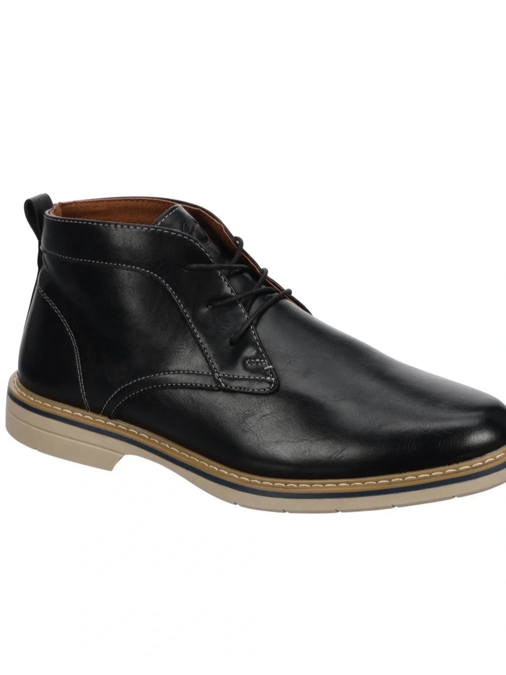 Deer Stags Black Leather Chukka Boots with Tan Sole Size 11.5 New In Box