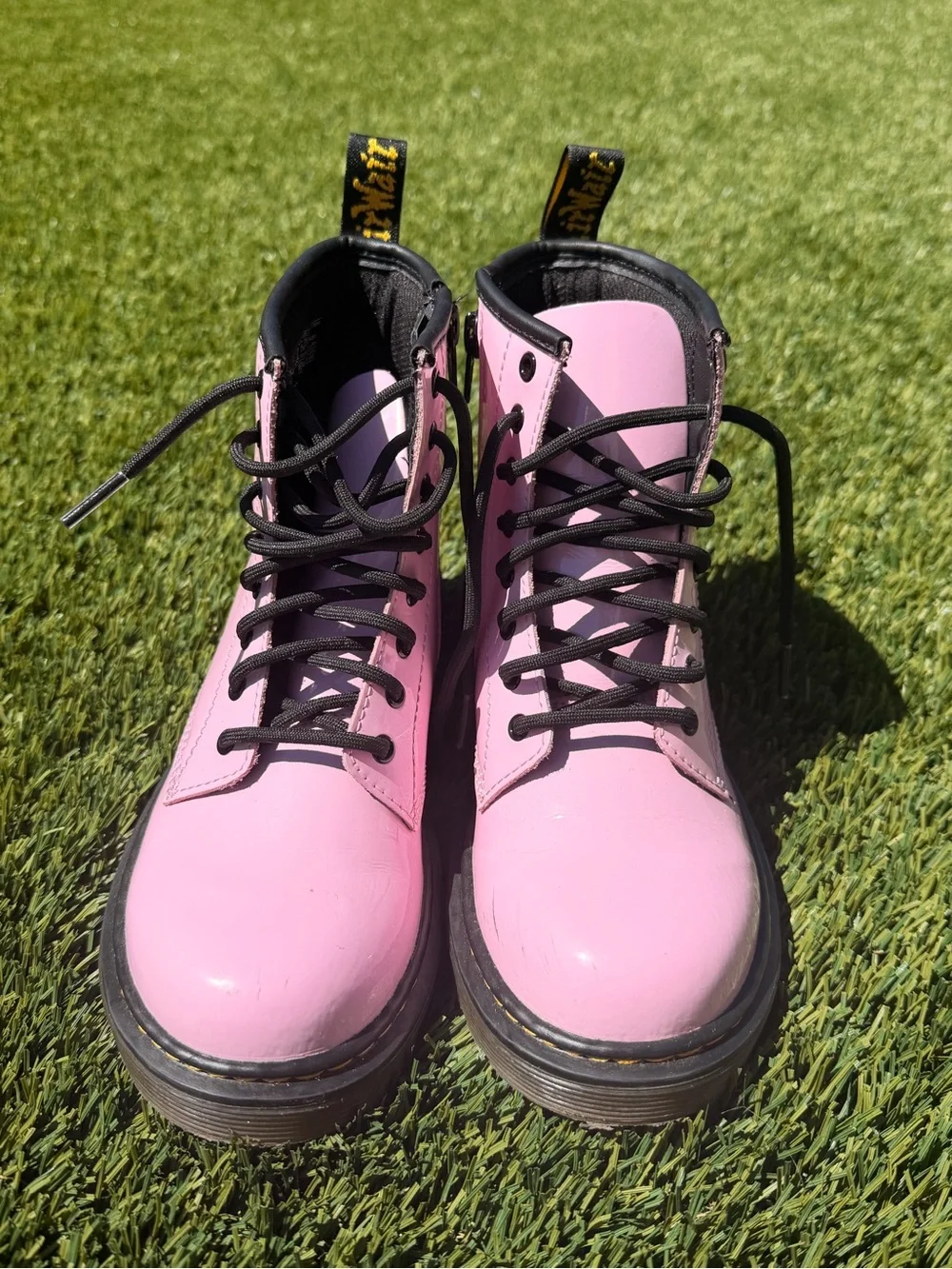 Dr. Martens shiny bubblegum