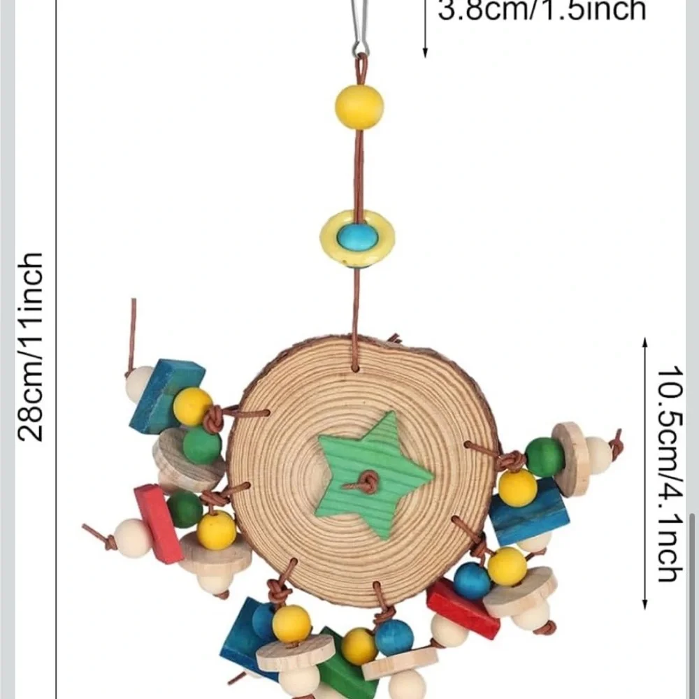 Bird Chew Toys, Wooden Parrot Toys Colorful Hanging Birdcage Bite Toy