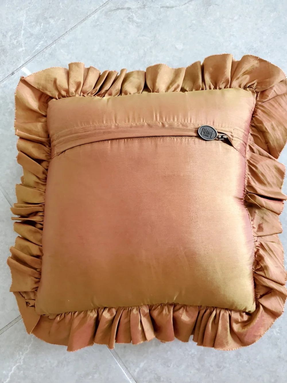 Pier 1 Mustard Gold Ruffled Decorative Accent Pillow