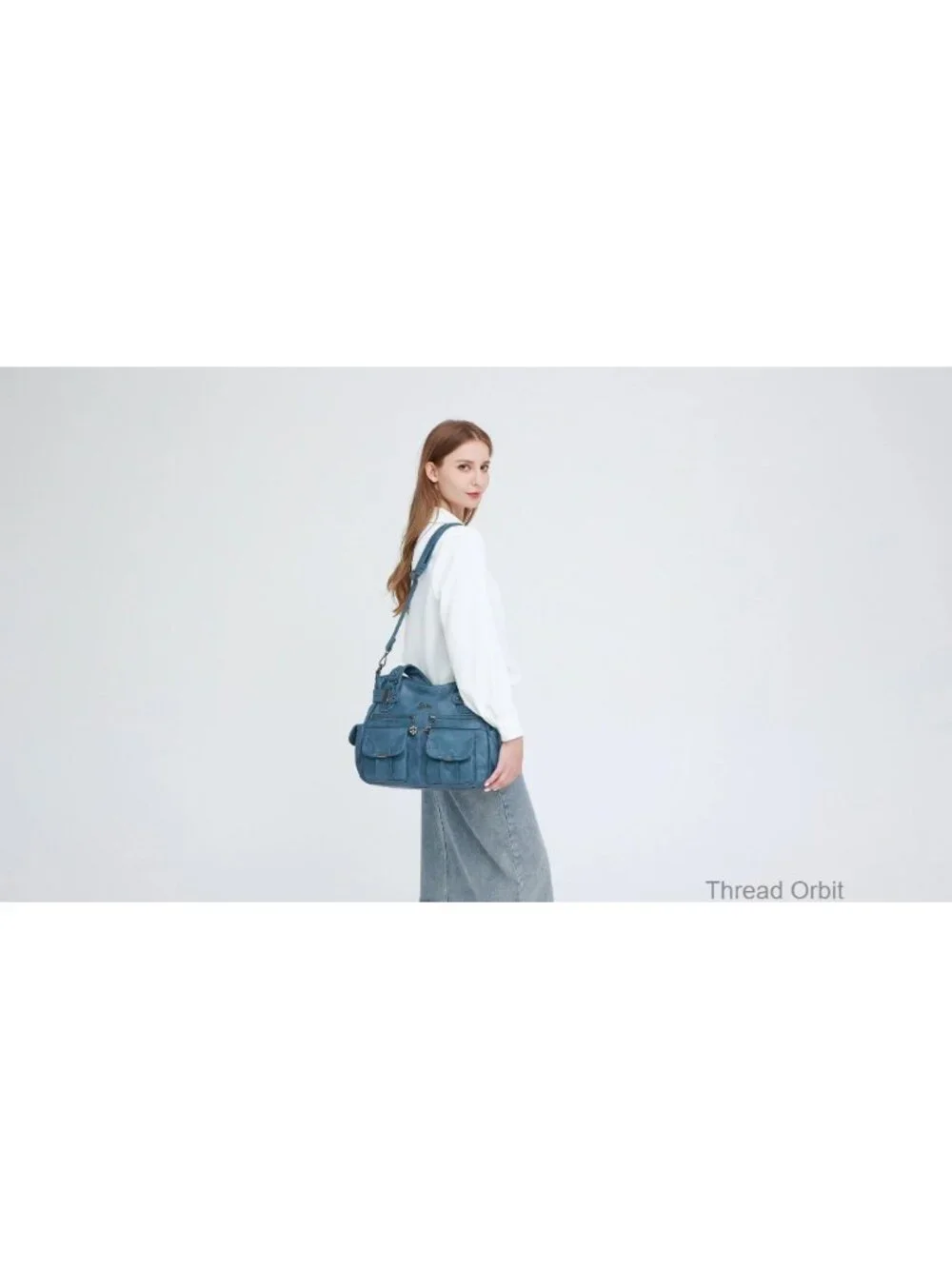 Large Hobo Tote PU Leather Multi-Pocket Shoulder Bag Water Resistant