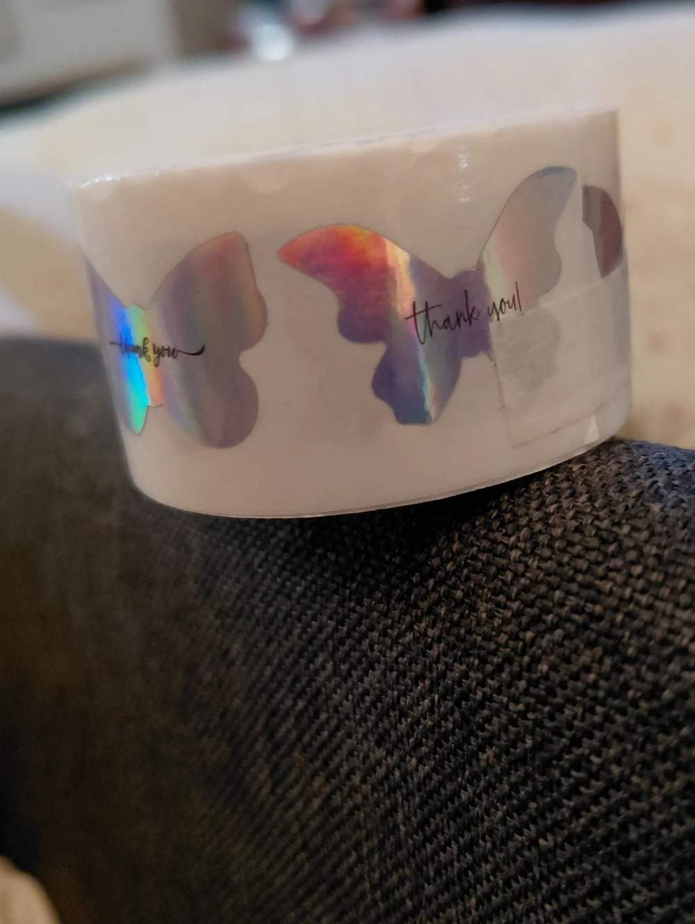 500ct. Holographic Butterfly Thank You Stickers -  Bonus 3 Random Polymailers