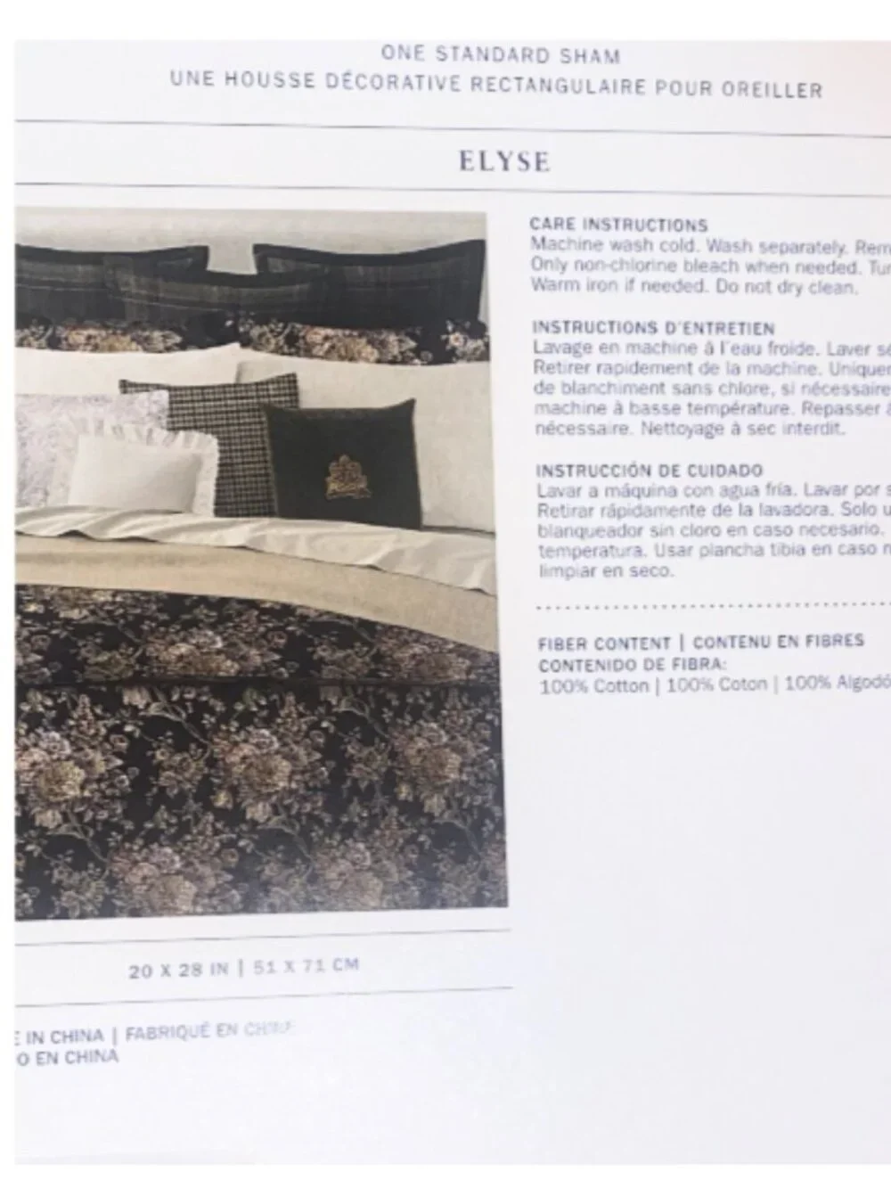 Ralph Lauren Elyse Eggplant Standard Pillow Sham Floral 20 in. x 28 in.