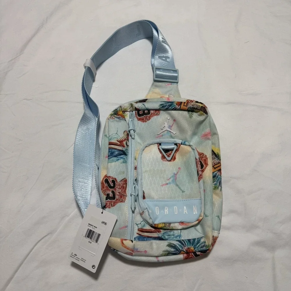 Nike‎ Air Jordan Cordura Crossbody Bag Blue Tropical Flamingo MA0957-W4H NWT