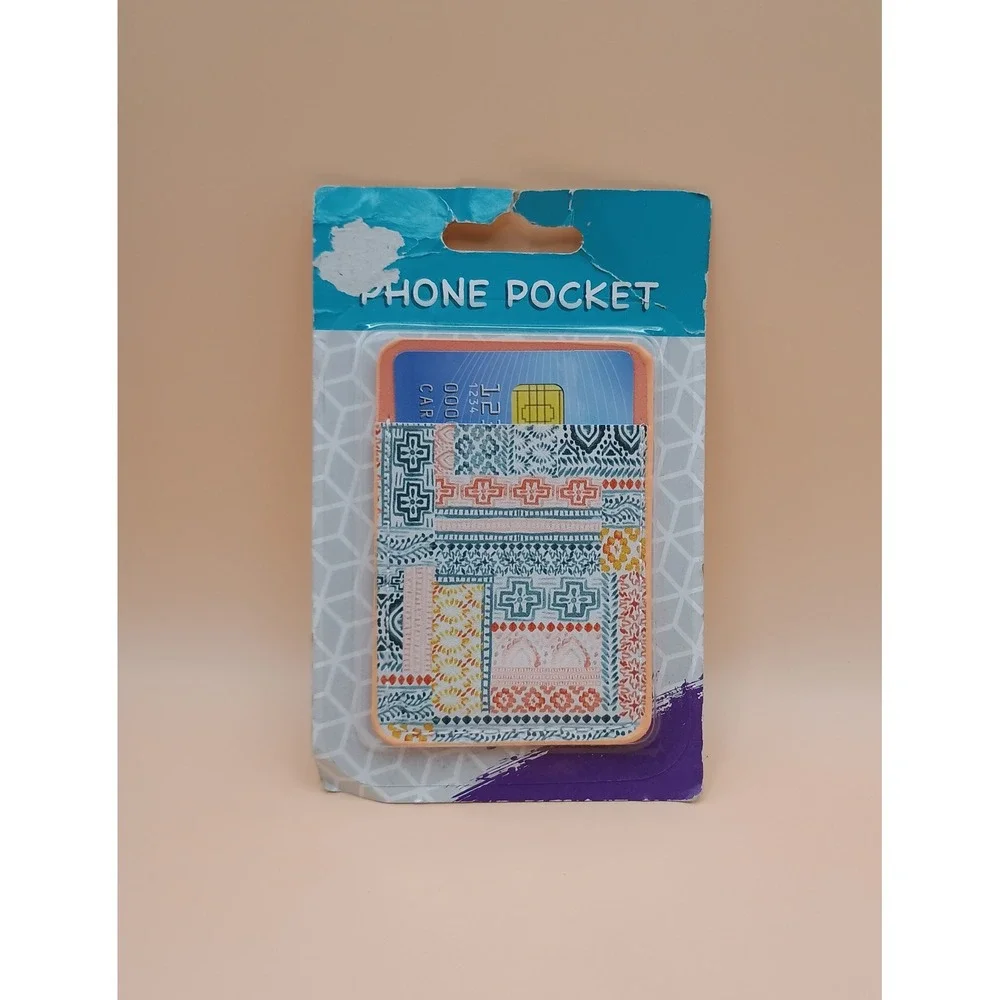 Greenbrier International Geometric Patchwork‎ Adhesive Phone Pocket Card Holder