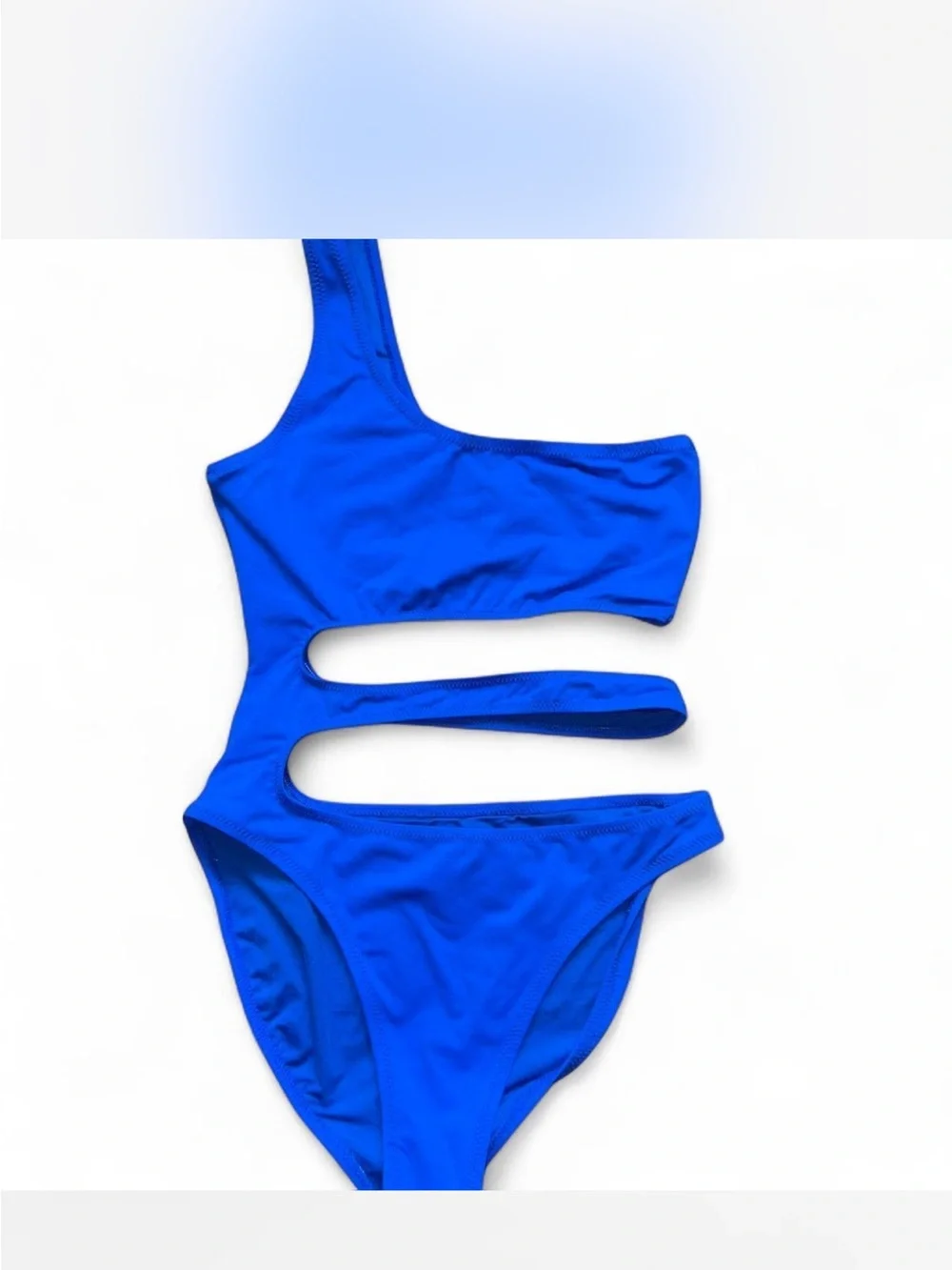 SKIMS One-Shoulder Cutout Swimsuit in Bright Blue
