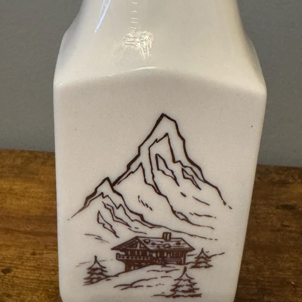Cheri Suisse Swiss Chocolate Cherry Liqueur Bottle‎ Milk Glass 12” Decanter