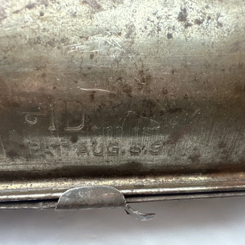 Antique Ideal Bread Pan Patent Aug 1899 Hinged Tin Cylindrical Baking Mold 13in