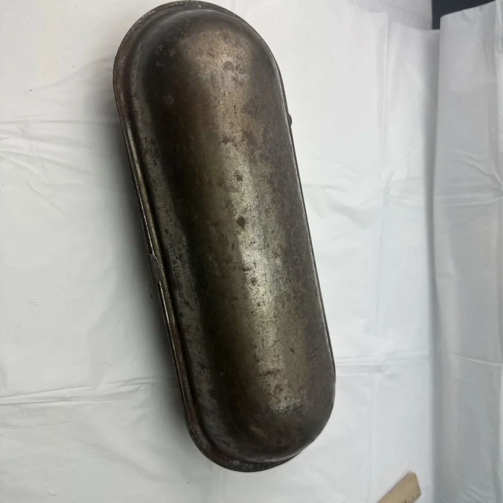 Antique Ideal Bread Pan Patent Aug 1899 Hinged Tin Cylindrical Baking Mold 13in