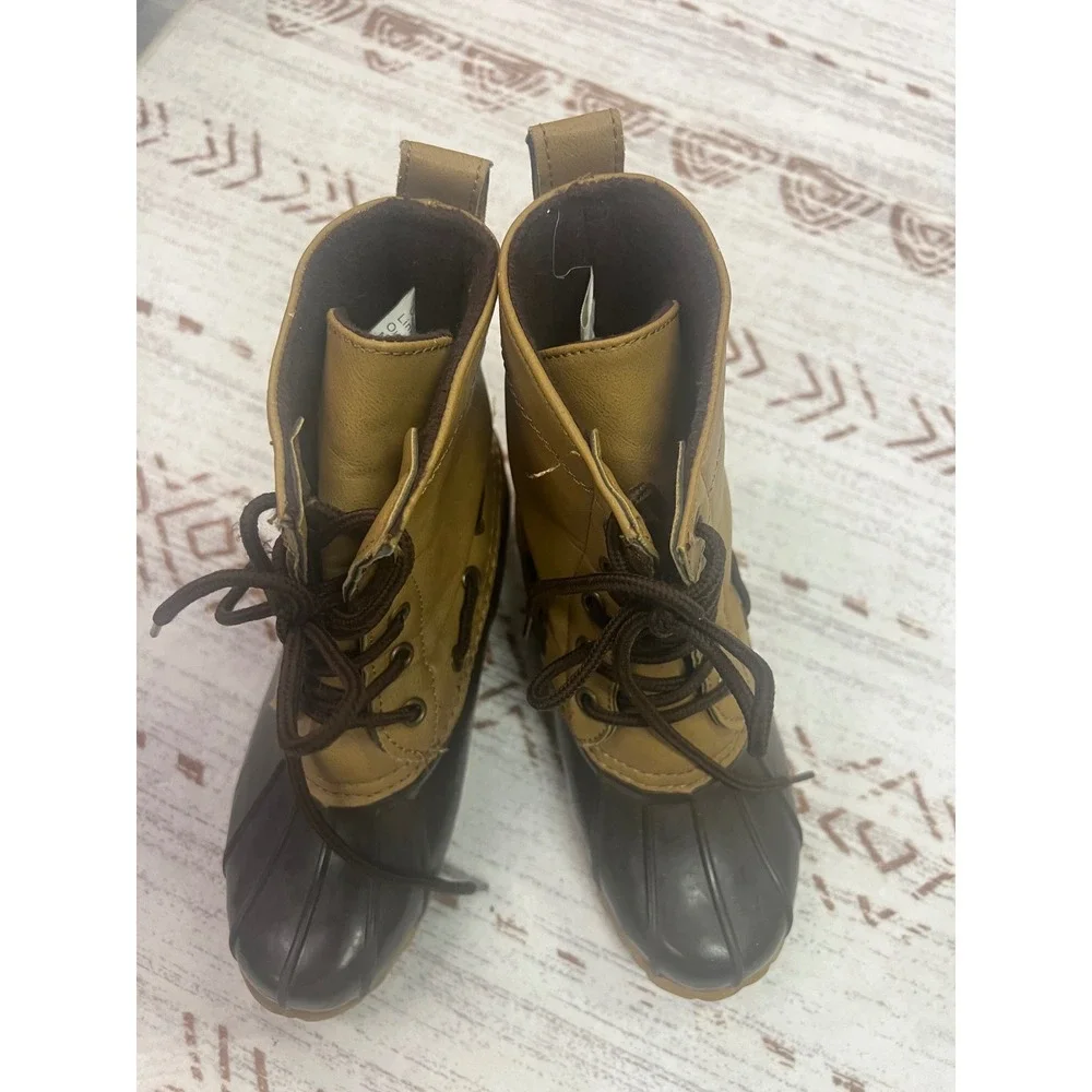 Capelli New York Kids Brown‎ Duck Boots Size 3 Big Kids Lace Up Rain Shoes