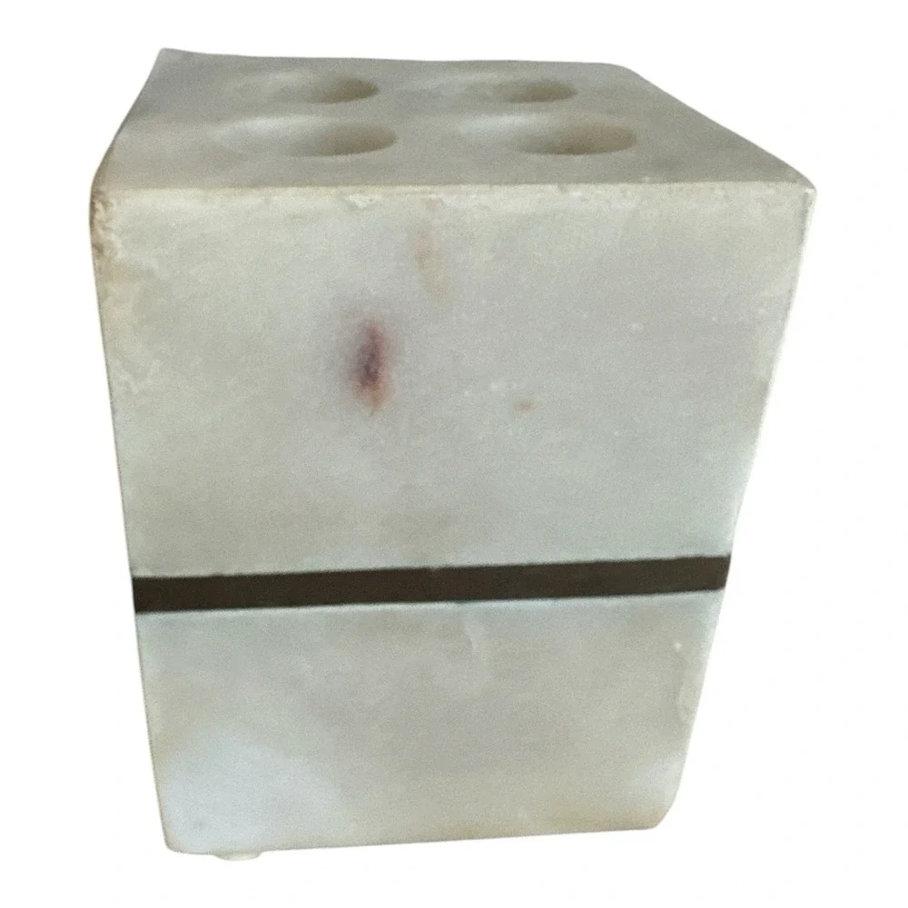 Project 62 White Marble & Gold Band Toothbrush Holder Bathroom Organizer Vanity