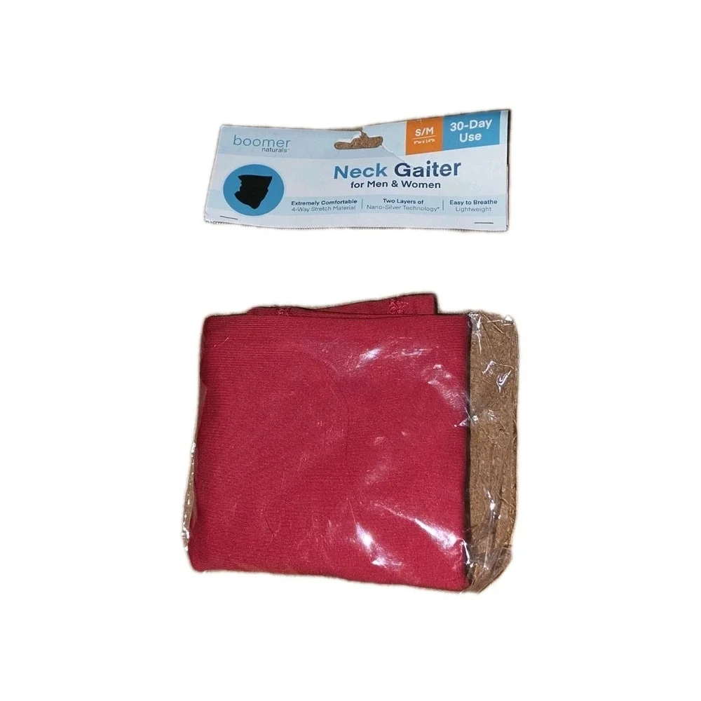 BRAND NEW Boomer Naturals Unisex Red Solid Neck Gaiter Size S/M 9