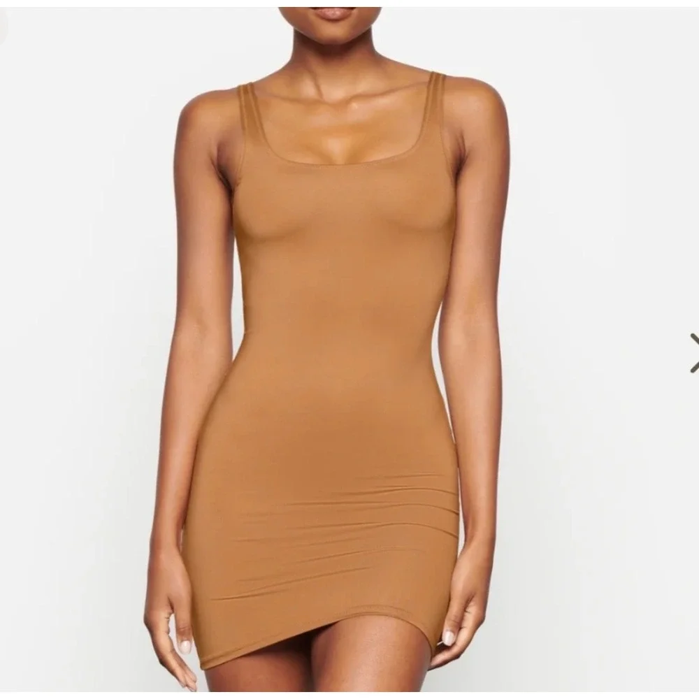 NWT SKIMS Sleeveless Swim‎ Tank Mini Dress Nude 3X