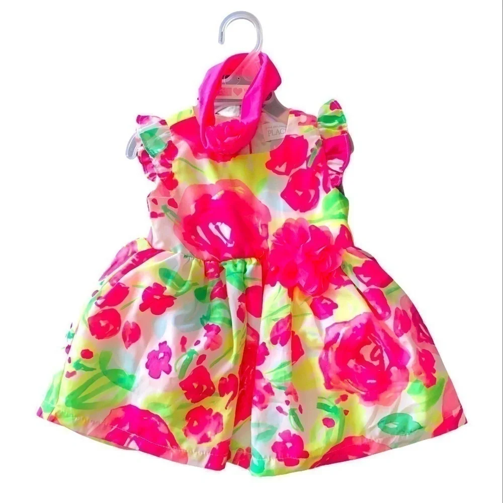 CHILDRENS PLACE, pink and white floral dress, new, never worn