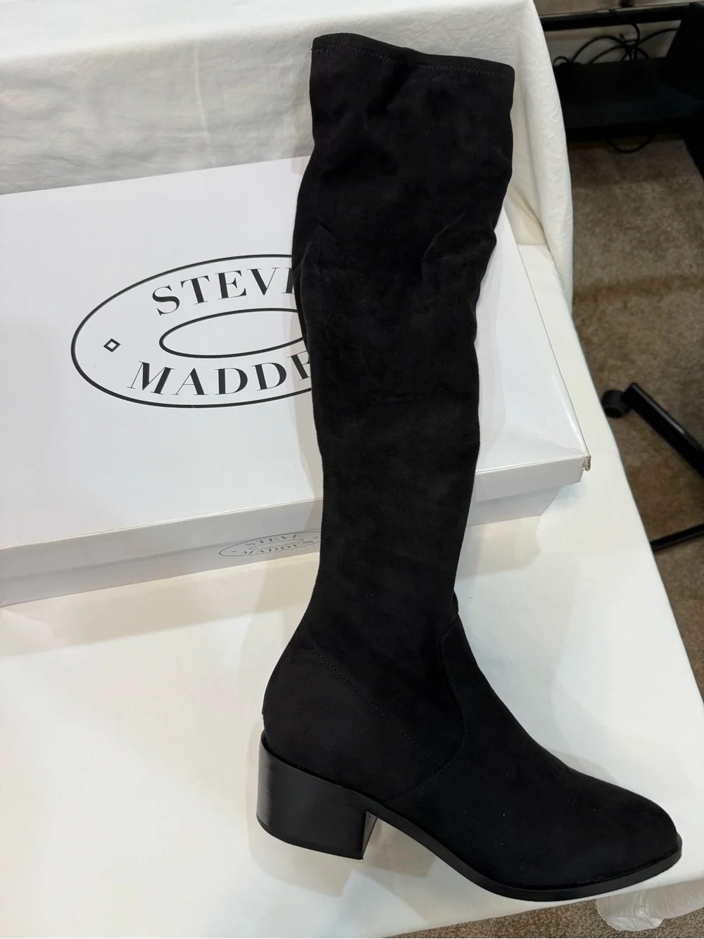 Steve Madden Women's Black Over-the-Knee Block Heel Boot