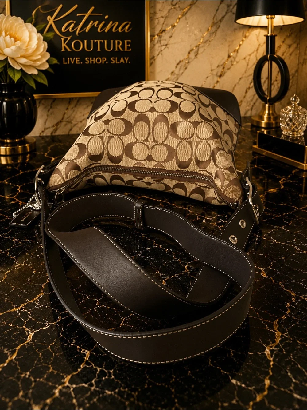 Vintage Coach Signature Hobo Shoulder Bag
