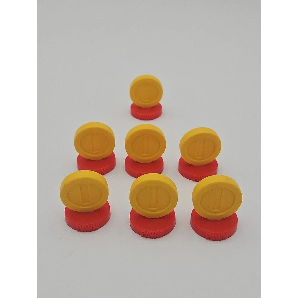 Super Mario Chess Set Piece Replacement Pawn Coin Lot of 7 Nintendo Coins Pawns