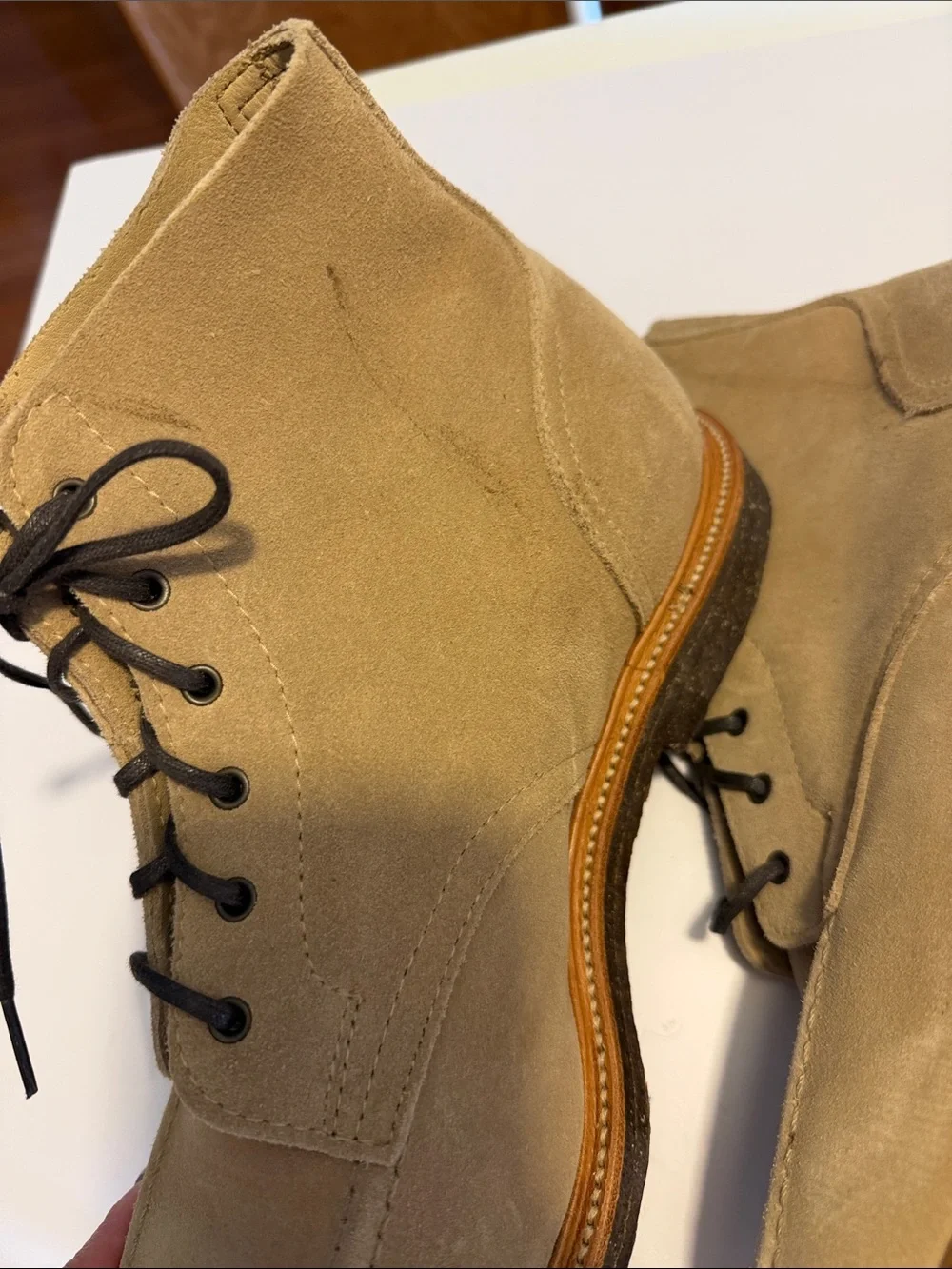 Todd Snyder Men's Tan Suede Lace-Up Moc Toe Boots Sz 12.5. New/Scuffs. Bag8