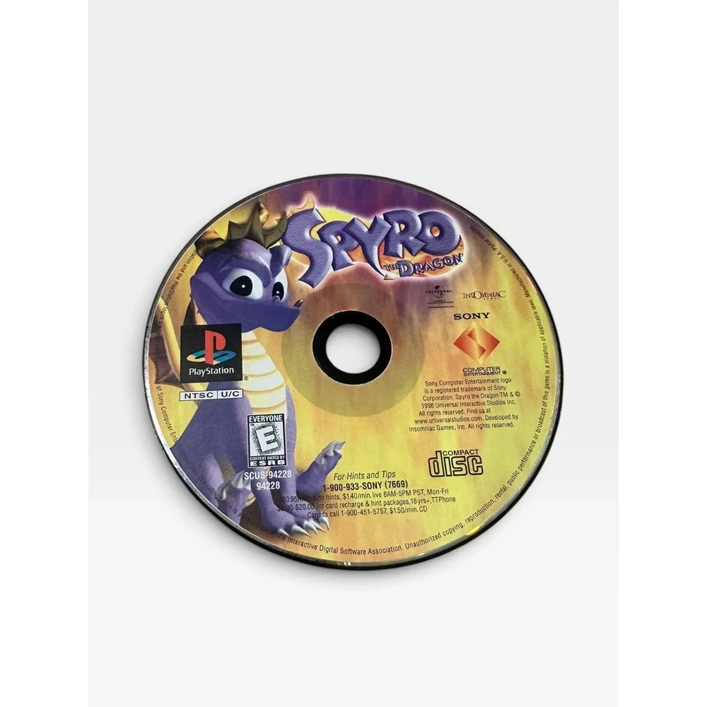 Spyro the Dragon Sony PlayStation 1 PS1 1998 Video Game Disc Only Pre-owned