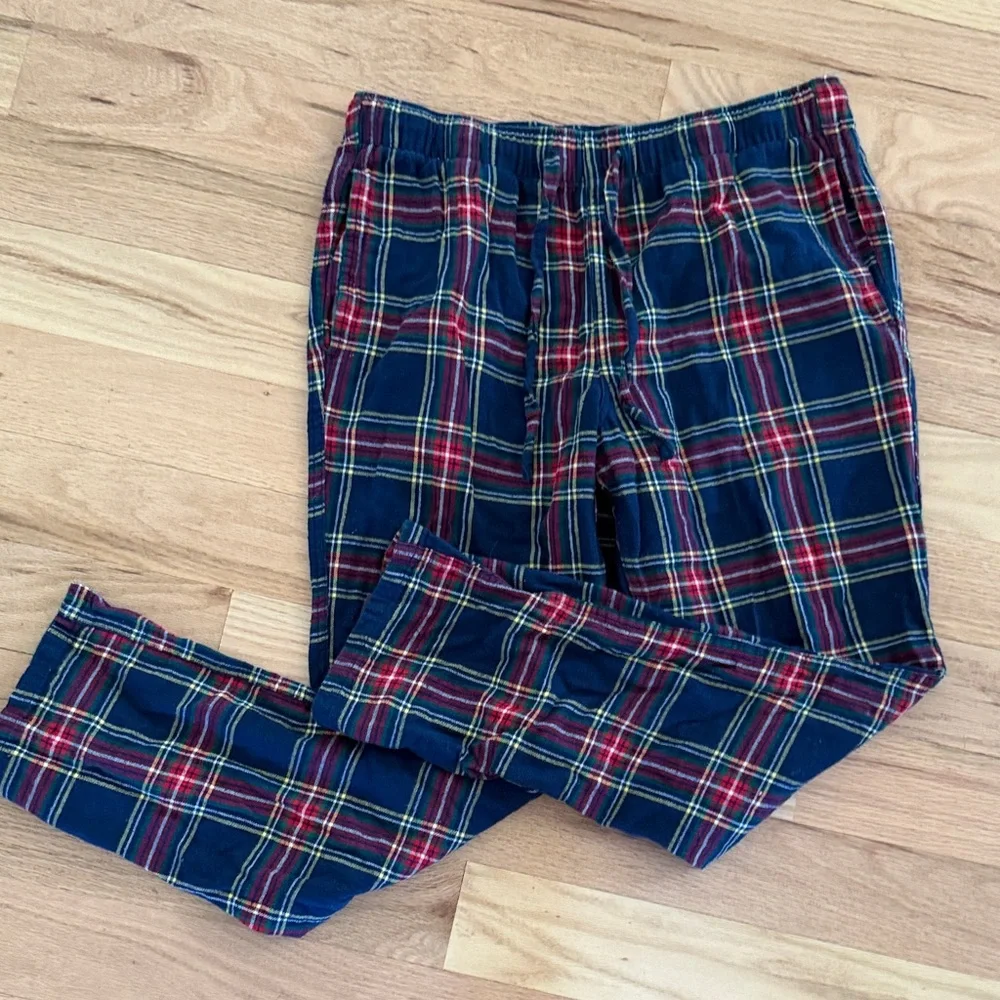 J crew navy/red tartan plaid flannel casual pajama pants men's size Medium