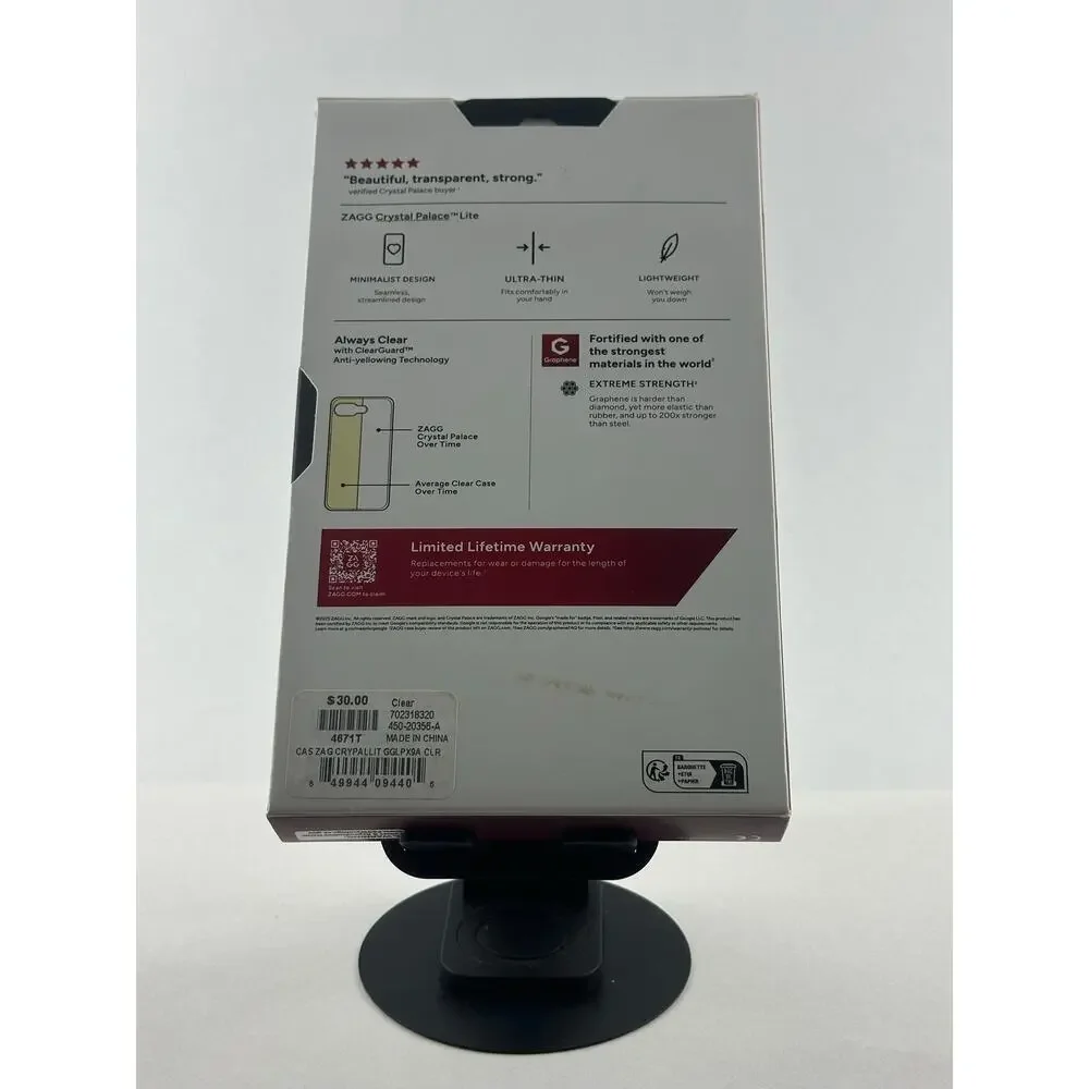 Zagg Crystal Palace Lite Google Pixel 9a Clear Case NWT