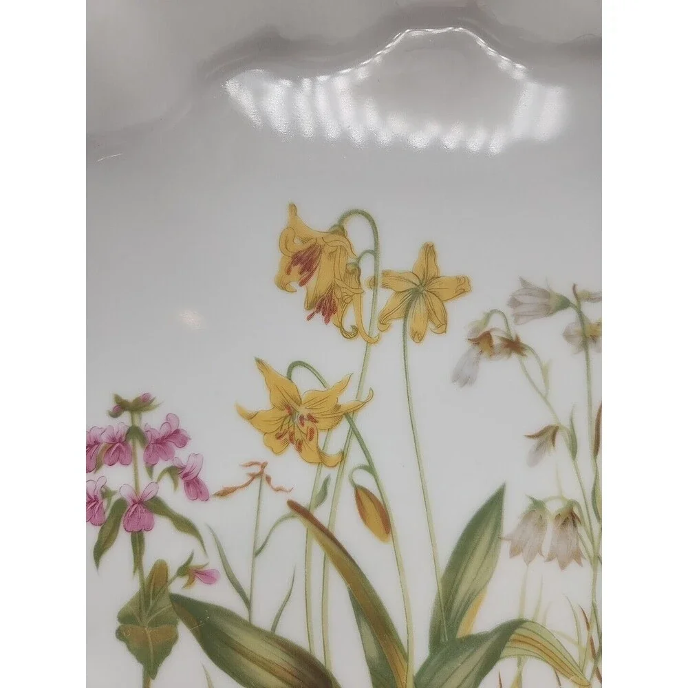 Shafford Japan Floral Porcelain Quiche Pie Tart Dish 1970s Rock Garden Pattern