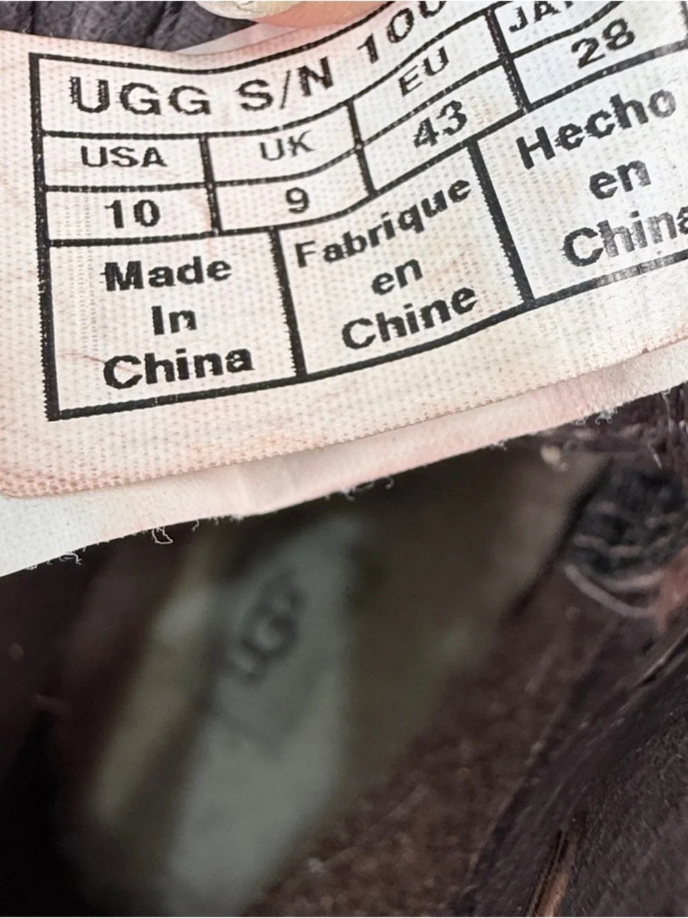 UGG sole shearling interior