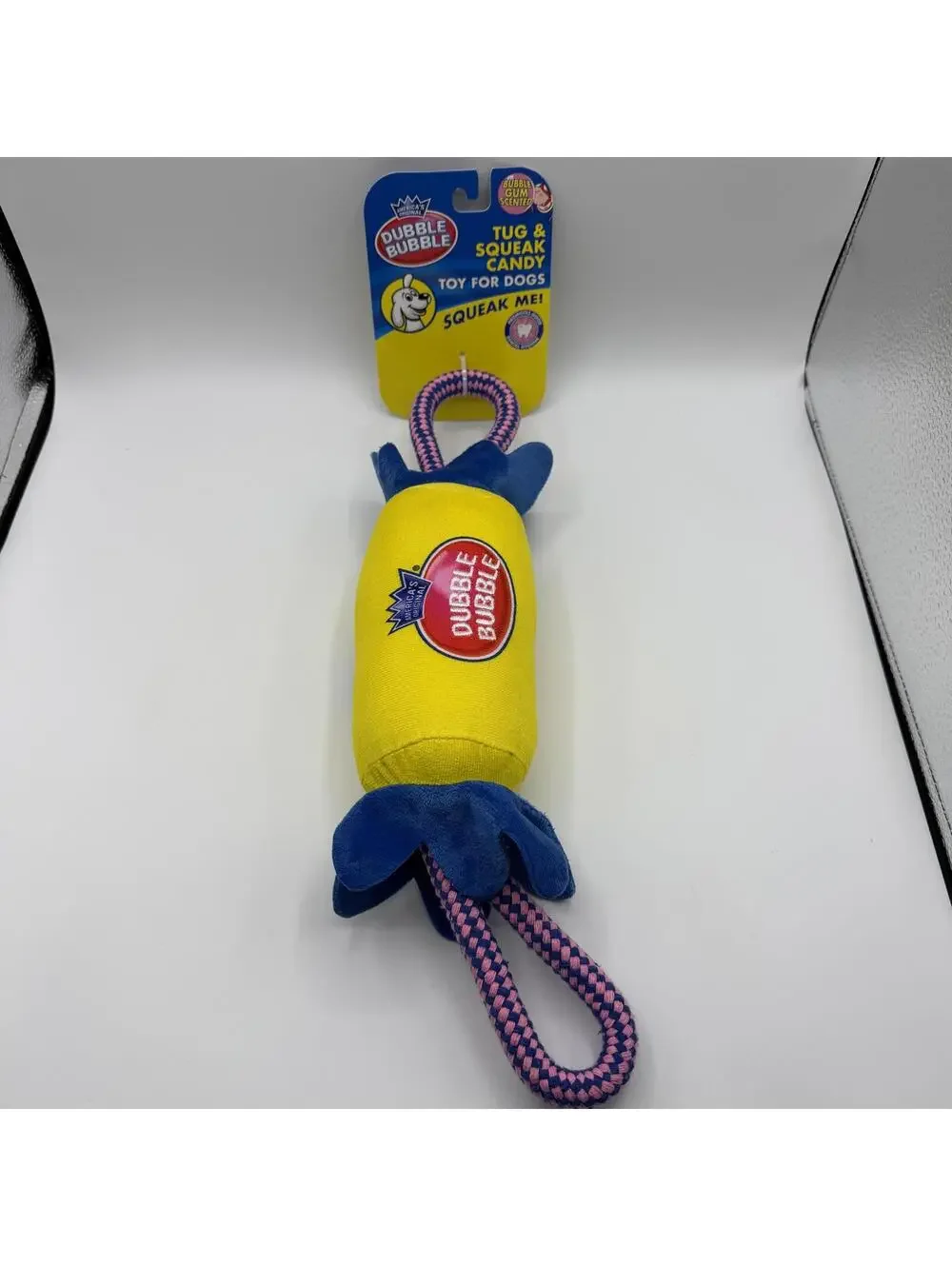 Dubble Bubble Dog Toy Interactive Tug Rope and Squeak 16” Tootsie Roll