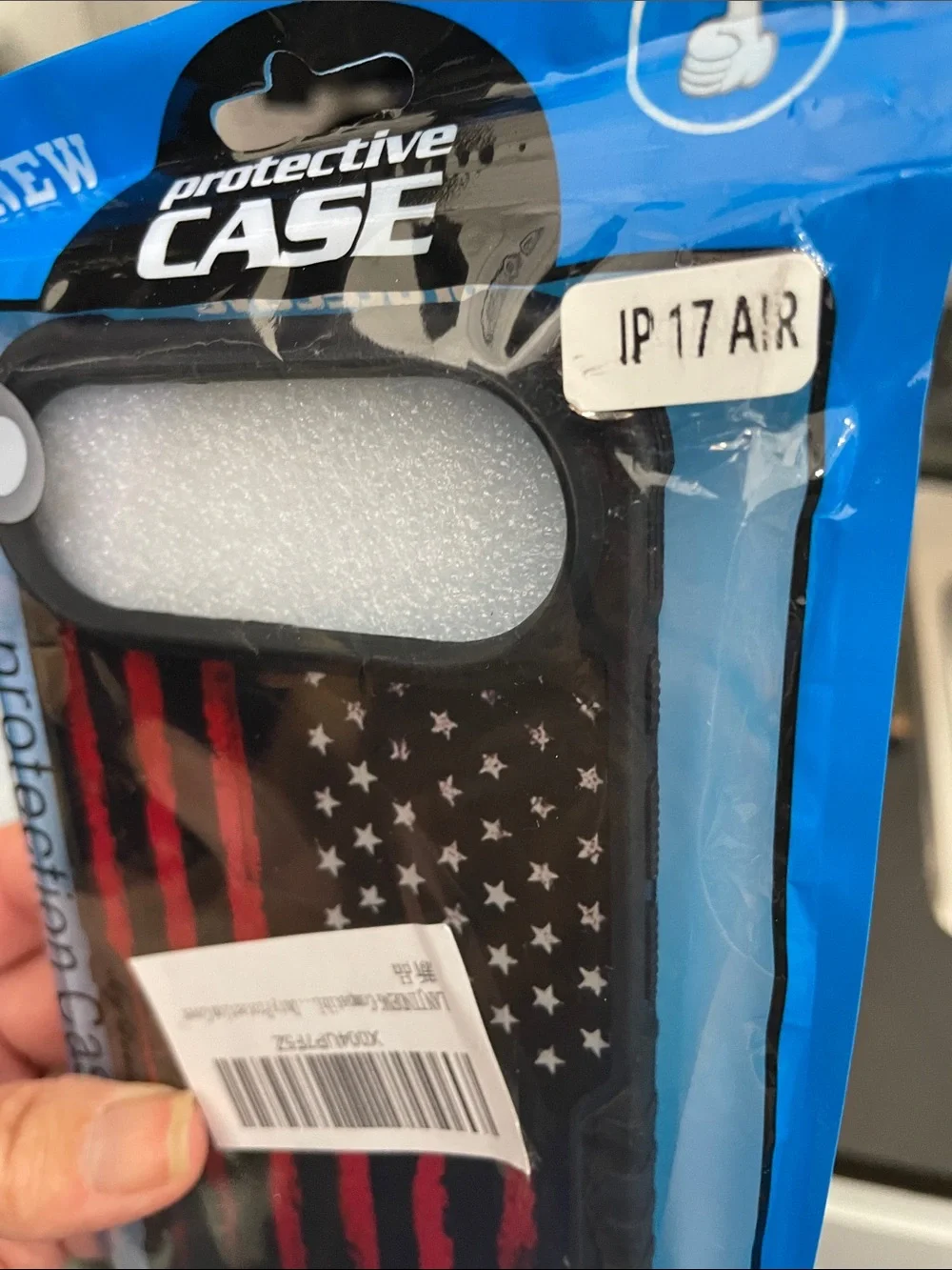 Protection Case for iPhone 17 Air with American Flag Design - Black/Red