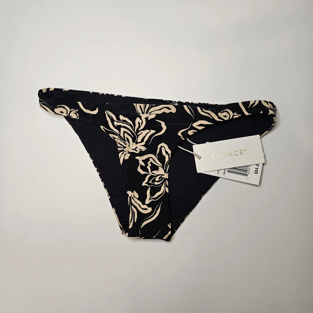 ​NWT L*Space Camacho Mystic Magnolia Ribbed Floral Bikini Bottom Size XS US 4