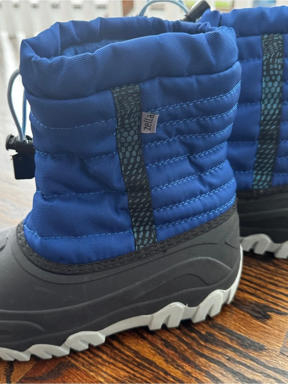Zella Kids' Insulated Blue Quilted Snow Boots with Black Lower