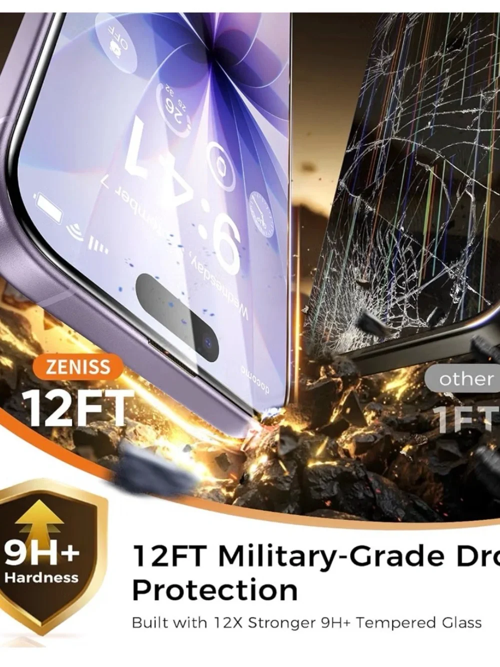 Never Break screen protector for iPhone 17 /2PACK military grade protection NEW