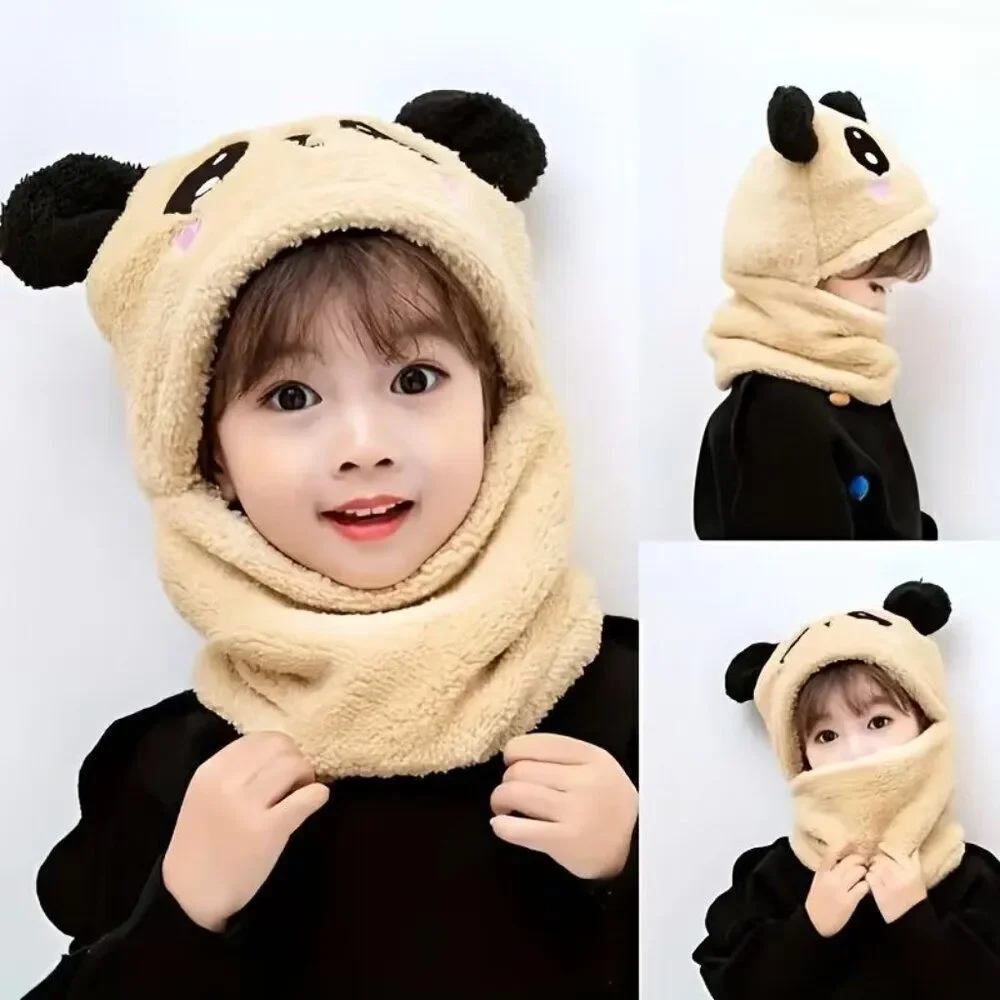 Soft & Stretchy Cozy Cartoon Animal Ear Beanie Winter Hat w Neck Warmer 3-12yr