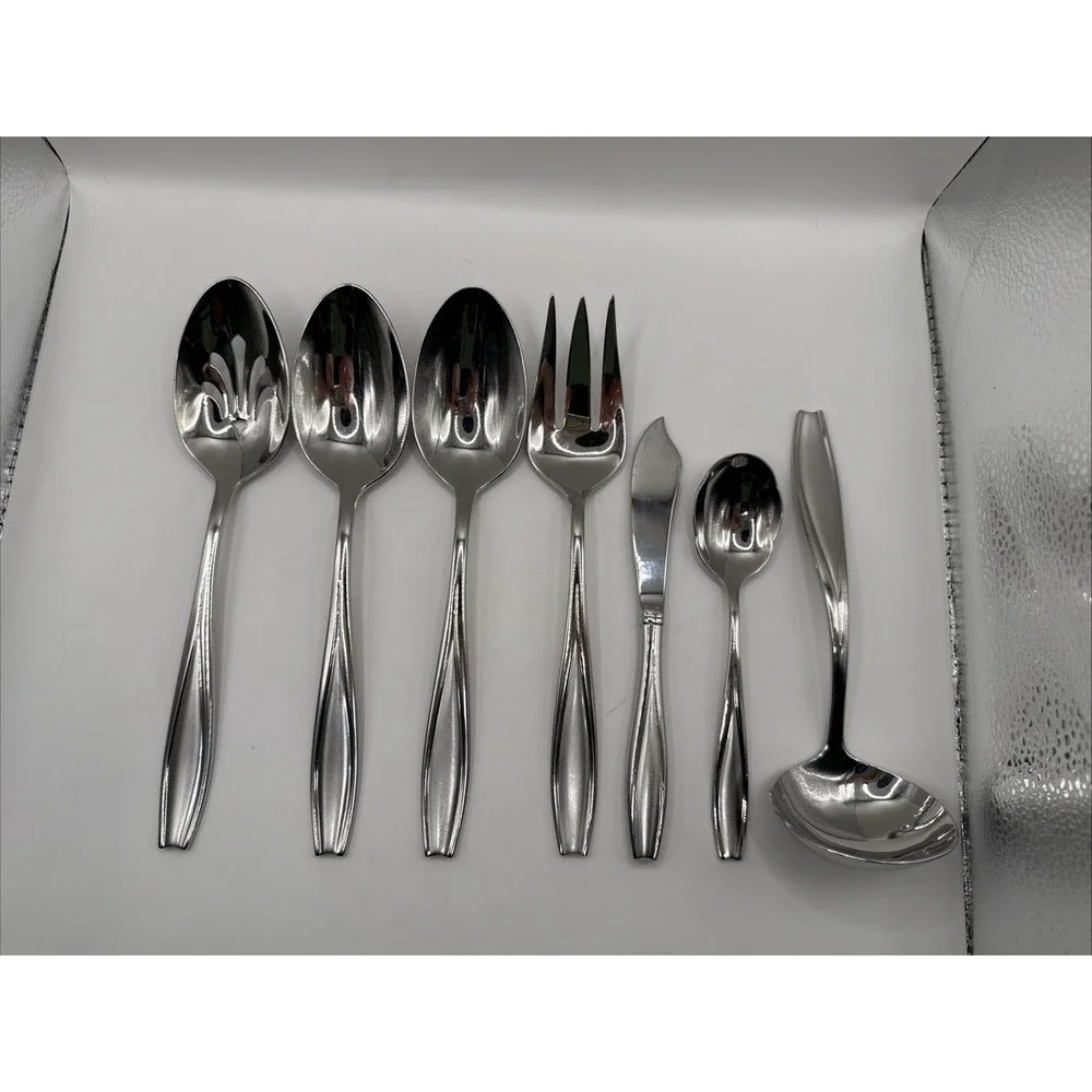 Gorham Tulip Frosted (7) Pc Serving Set Stainless‎ Korea