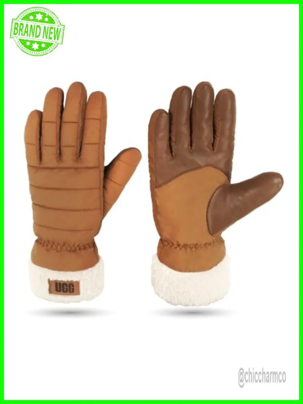 Women's Quilted Insulated Touchscreen Gloves with Faux Shearling Cuff