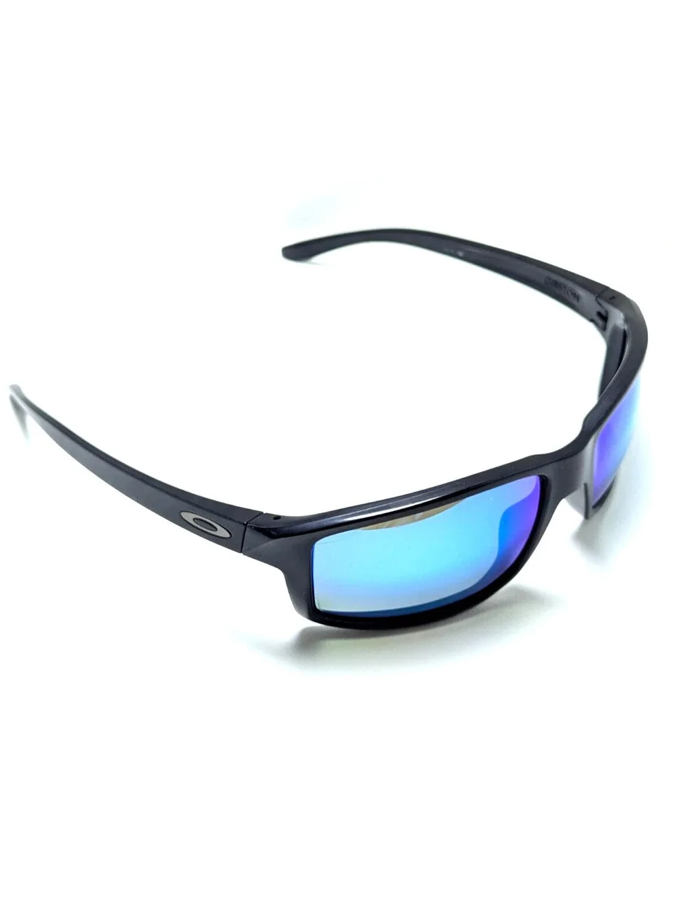 Oakley Gibston Blue Mirrored Black Wraparound Men's Sport Sunglasses 61-17-132