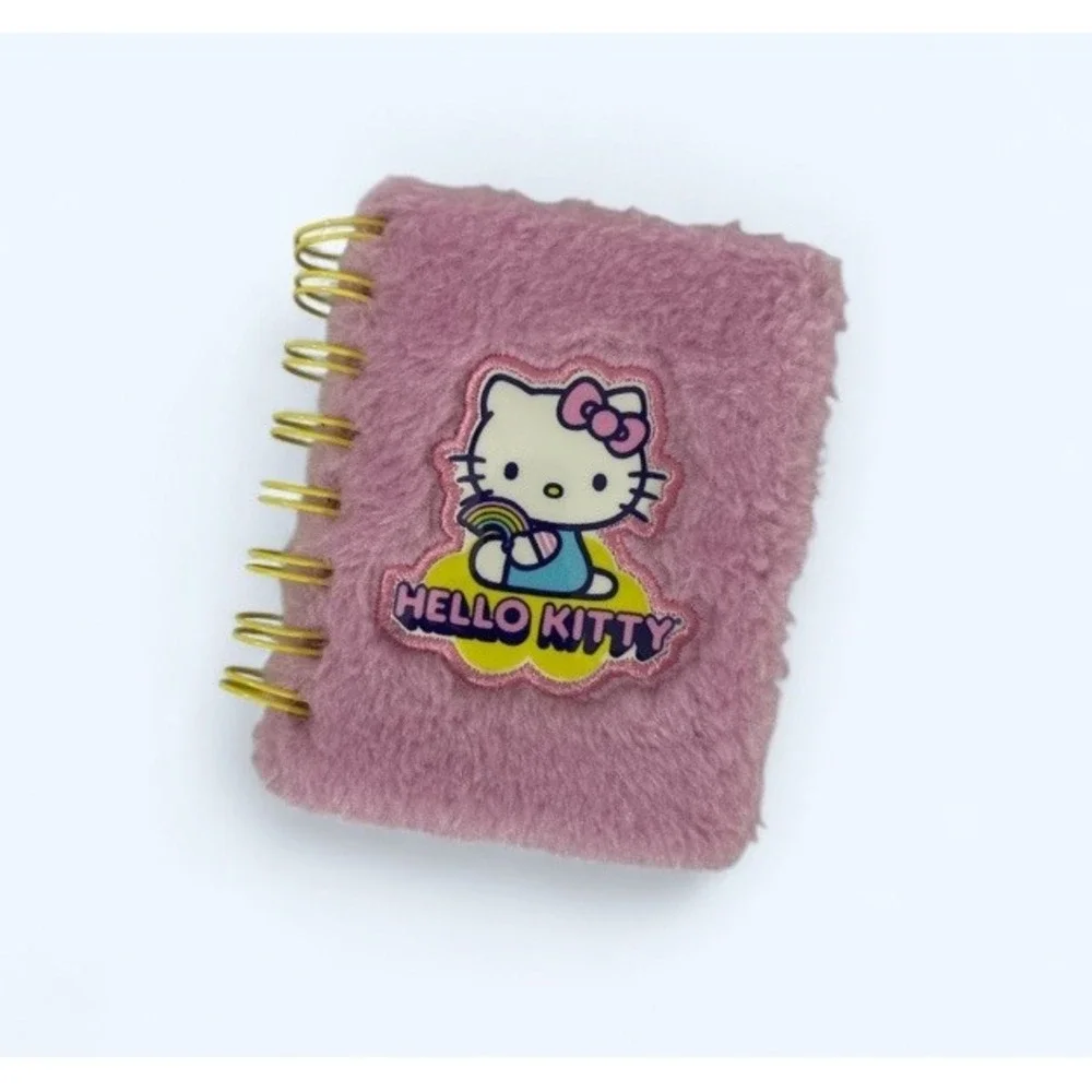 Sanrio Hello Kitty Pink Fuzzy Mini Journal Notebook 4‎ x 4.5