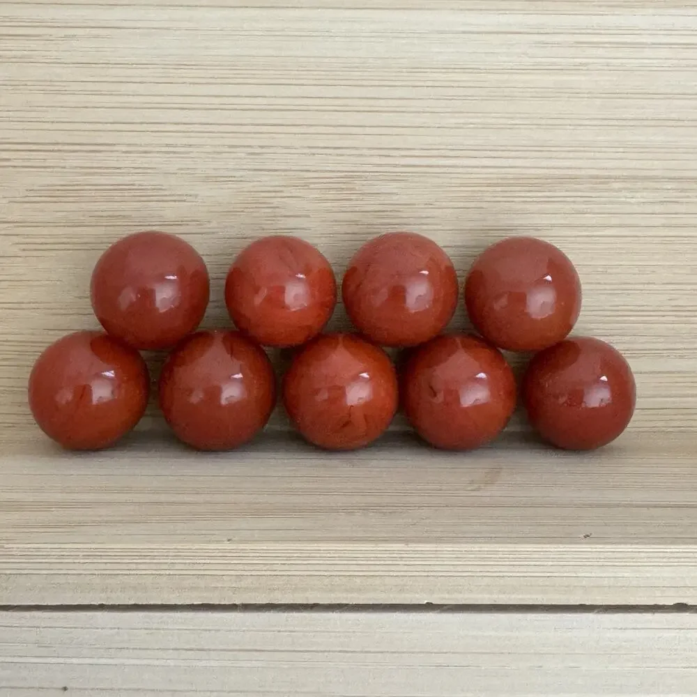 Lot Of 9 Red Color Glass Marbles Vintage