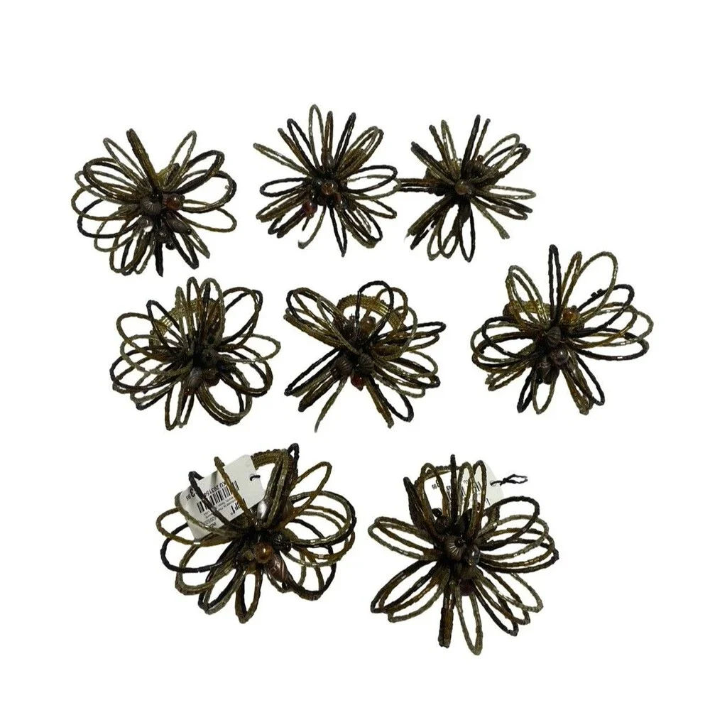 Pier 1 Beaded Napkin Ring Set Of 8 Atomic Starburst Loops