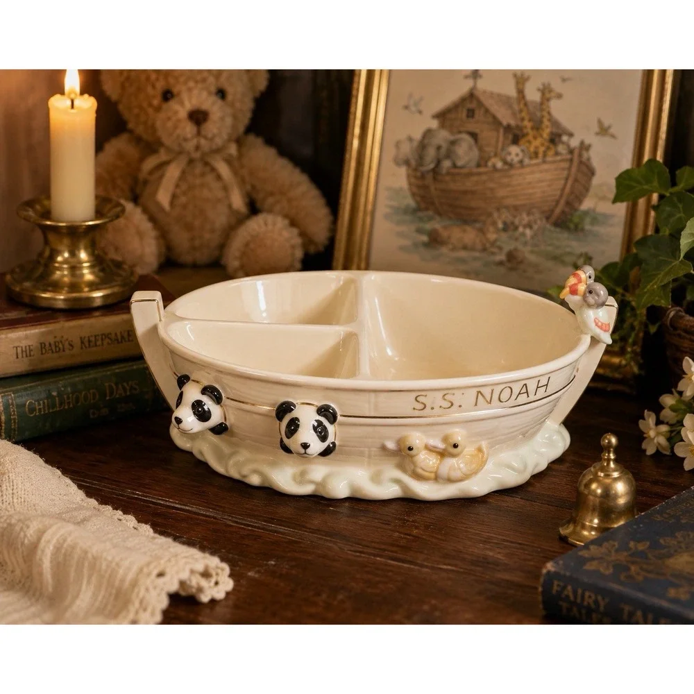 Lenox Noah's Ark Divided Child's Bowl S.S. Noah Baby Dish 7