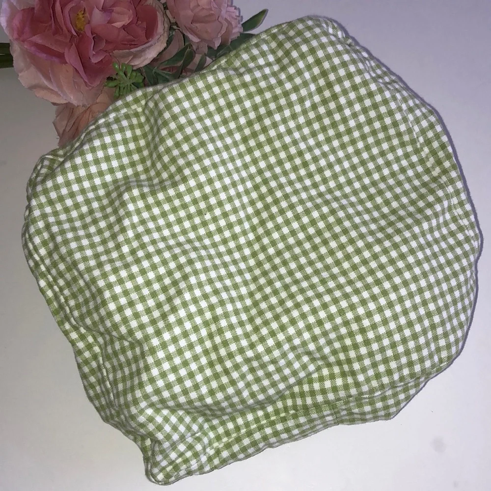 Pottery Barn Kids Green and White Gingham medium drawstring Basket Liner